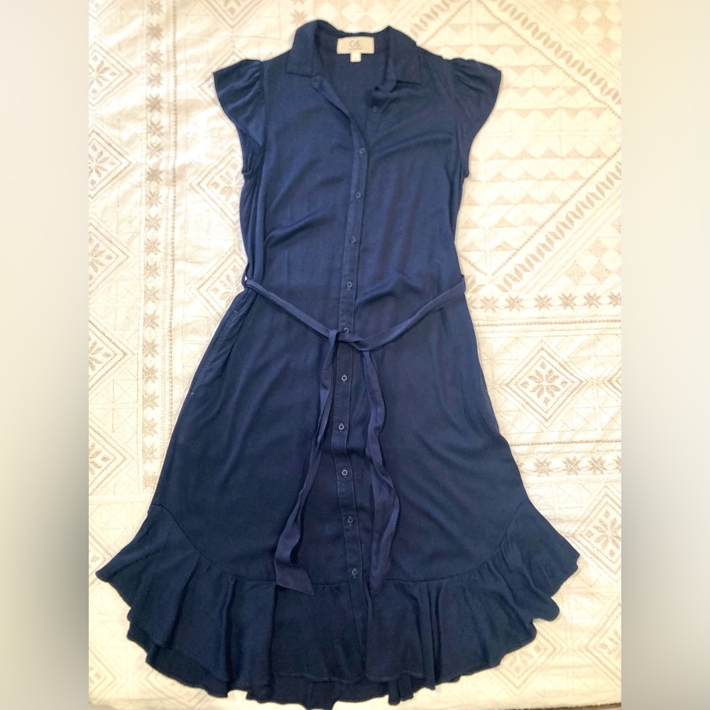 NWOT Anthropology Cloth & Stone Dark Blue Small Long Dress 100% Soft Ecovera